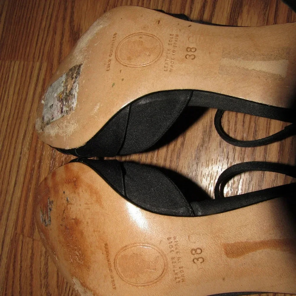 Lulu Guinness London Black Satin D'Orsay Pumps 38 - Picture 7 of 8